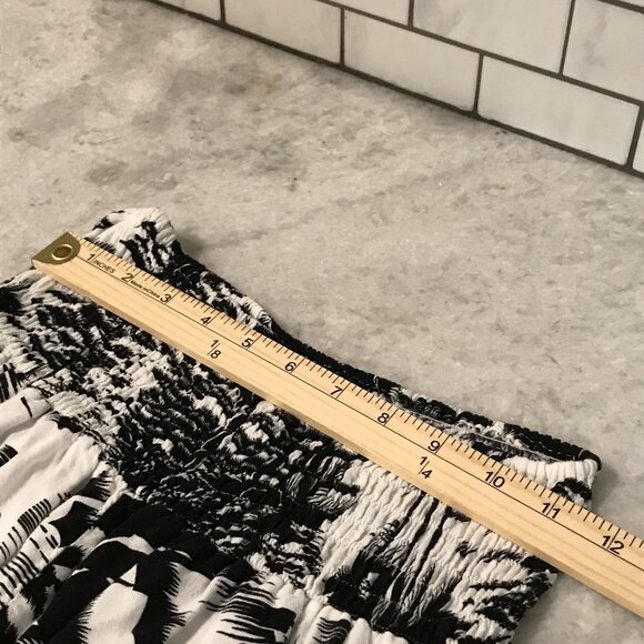 Island Planet Wide Leg Pants Womens Small Black Smocked Waist Pockets Beach Boho - Picture 9 of 12